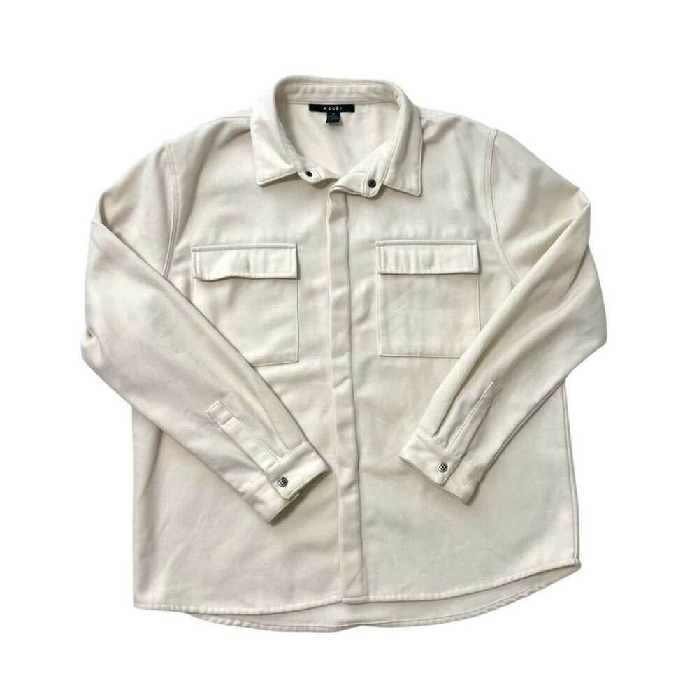 Ksubi Snakebite Shirt Snap Button Overshirt Utility Workwear Cream White size XL
